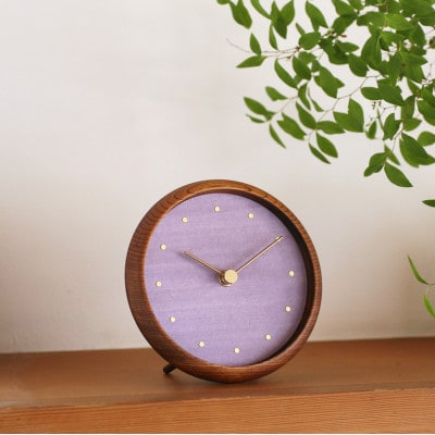 はなもっこ 掛時計 藤紫 ブラウン(スタンド付き)