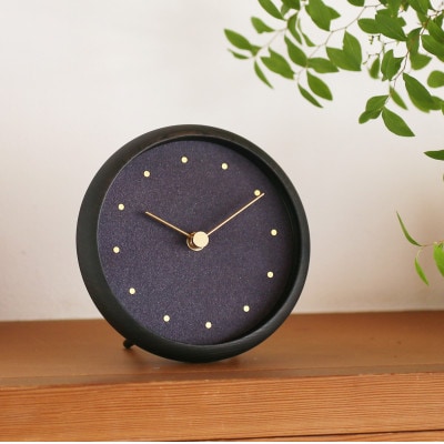 はなもっこ 掛時計 古代紫 ブラック(スタンド付き)