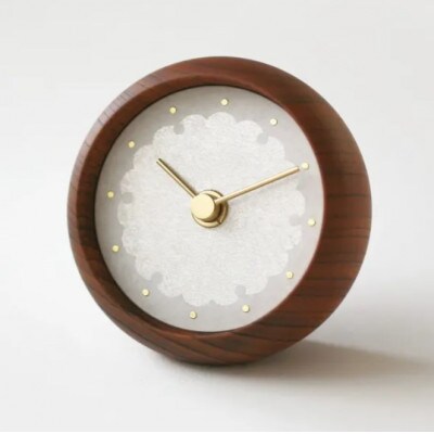はなもっこの置時計 (紋切り 雪輪　ブラウン)