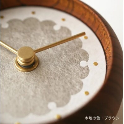 はなもっこの置時計 (紋切り 雪輪　ブラウン)