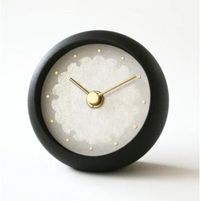 はなもっこの置時計 (紋切り 雪輪　ブラック)
