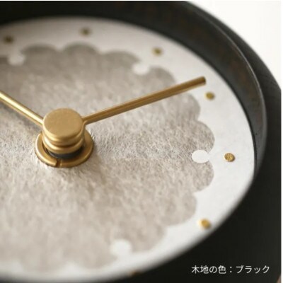 はなもっこの置時計 (紋切り 雪輪　ブラック)