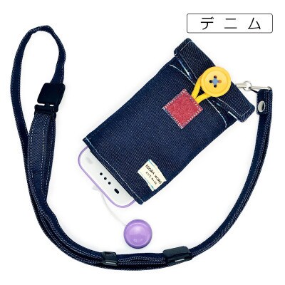 キッズ向け携帯電話カバー【Pulllu-ぷるる‐】　#デニム柄