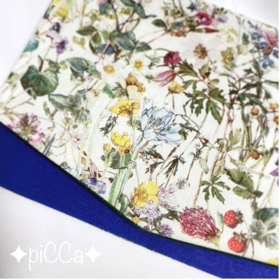 兵庫県芦屋市　myフクサ(袱紗)　リバティWild Flowers×ブルー×グリーン　1点
