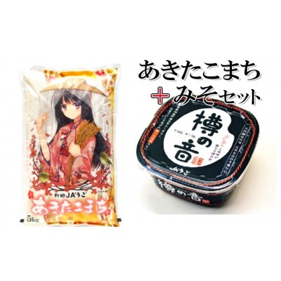 美少女イラスト あきたこまち 5kg+味噌(400g)セット [No.5325-0191]