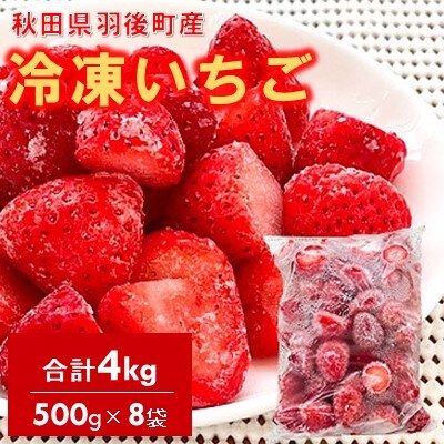 秋田県羽後町産 冷凍いちご 4kg(500g×8)[No.5325-0219]