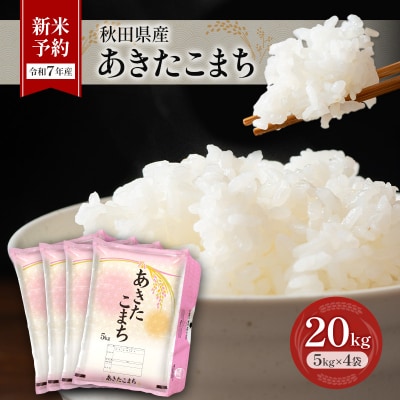 新米予約【令和7年産】秋田県産あきたこまち 20kg(5kg×4袋)[No.5325-0381]