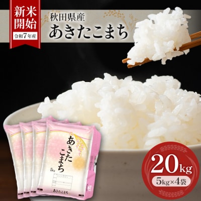 【令和7年産】秋田県産あきたこまち 20kg(5kg×4袋)[No.5325-0381]