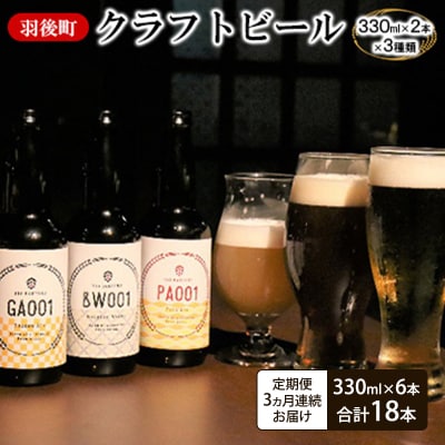 ＜定期便3ヵ月＞羽後町産地ビール 羽後麦酒クラフトビール6本セット[No.5325-0365]