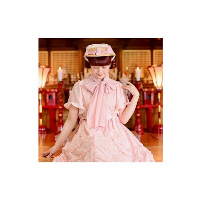 【先行予約】アトリエ小町 スカーフ(renka01) チェック柄 ピンク[No.5325-0499]