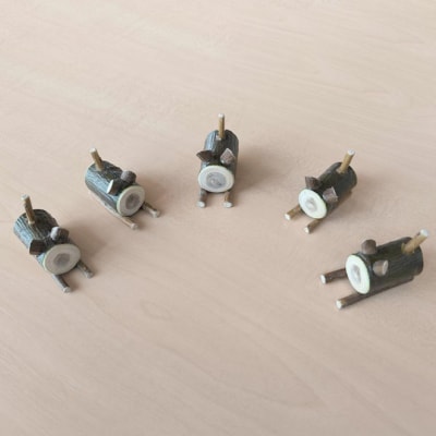 木製 猫のまったり箸置き(皮付き)5個[No.5325-0558]