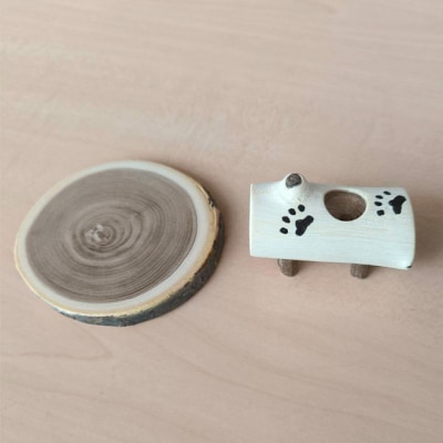 木製 エンジュのやすらぎアロマウッド台座付き 猫の足跡入り[No.5325-0559]