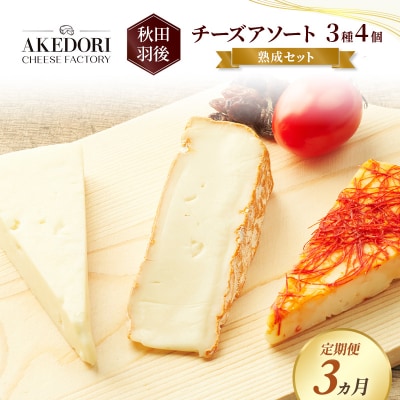 【定期便3ヶ月】チーズアソート3種4個/熟成セット[No.5325-0597]