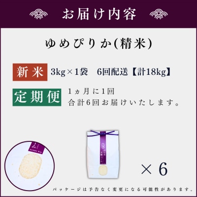【定期便全6回】令和6年産 木露ファーム 余市産ゆめぴりか(精米)3kg_Y067-0182