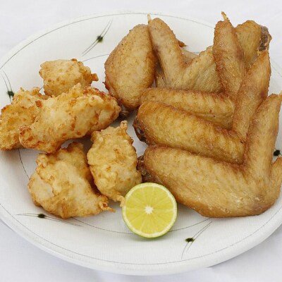 <大容量>阿波尾鶏使用　手羽先唐揚げとむね肉唐揚げのセット(合計約2kg)