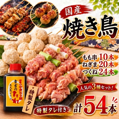 焼き鳥 セット 54本 鶏肉 国産 もも つくね ねぎま 鶏肉 やきとり 串焼 チキン 小分け 冷凍