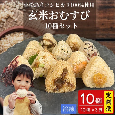 定期便 玄米 おむすび 10種セット10個×3回 コシヒカリ おにぎり ご飯 ごはん 米 こめ 玄米
