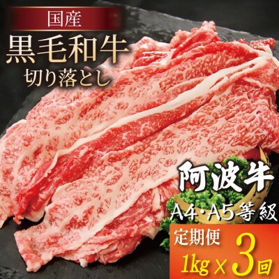 【定期便】 黒毛和牛 赤身 切り落とし 1kg 3回