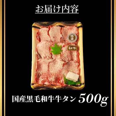 国産 牛タン 薄切り 500g 塩味 冷凍 特選 黒毛和牛 焼肉 BBQ 国産