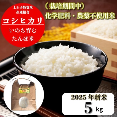 【令和7年産新米】米 コシヒカリ 5kg 天皇献上米 (栽培期間中)化学肥料・農薬不使用米 白米