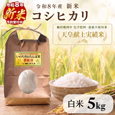 【令和8年産新米】米 コシヒカリ 5kg 天皇献上米 (栽培期間中)化学肥料・農薬不使用米 白米