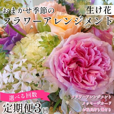 花 フラワーアレンジメント 定期便 3回 お花 オリジナル手作りカード付 生花 こだわり ギフト
