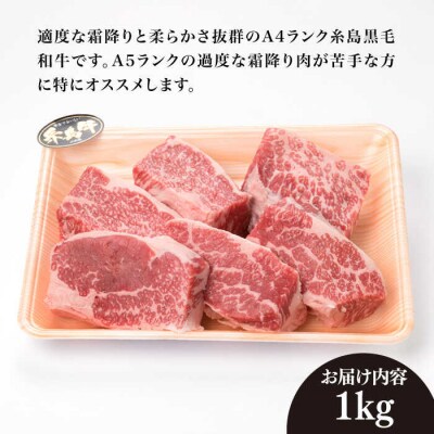 【煮込み用】A4ランク 糸島 黒毛和牛 バラ肉ブロック 1kg 糸島ミートデリ工房 [ACA045]