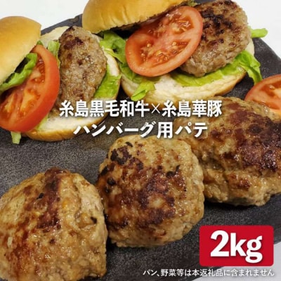 【ハンバーグ用】糸島黒毛和牛/糸島華豚ミックスハンバーグパテ2kg(500g×4)[ACA117]