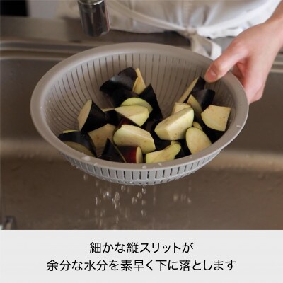 ライクイット　米とぎにも使えるザルとボウル(浅型)　LBK-02　ホワイト