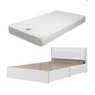 【組立付き】375シングルベッド(ホワイト&ブルー)ボンネルコイルマットレス付(1303)