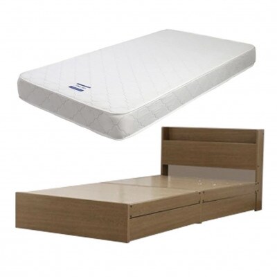 【組立付き】375シングルベッド(ブラウン)ポケットコイルマットレス付(1309)