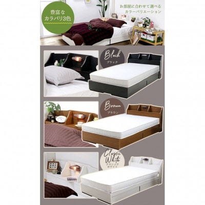 【組立付き】K321セミダブルベッド(ホワイト)ポケットコイルマットレス付(1329)