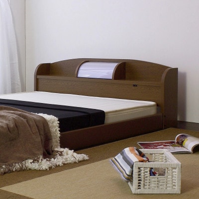 【組立付き】190セミシングルベッド(ブラウン)ポケットコイルマットレス付(1429)