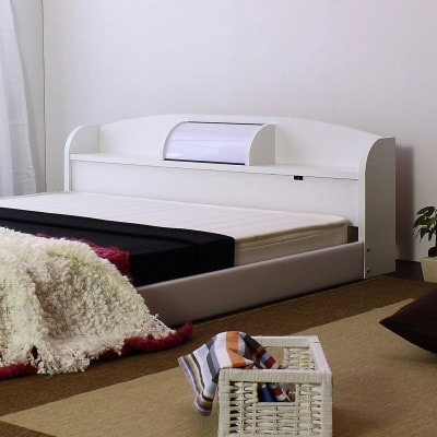 【組立付き】190ダブルベッド(ホワイト)ポケットコイルマットレス付(1437)