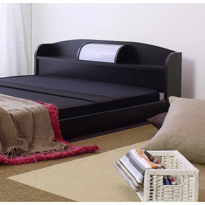 【組立付き】190ダブルベッド(ブラック)ポケットコイルマットレス付(1438)