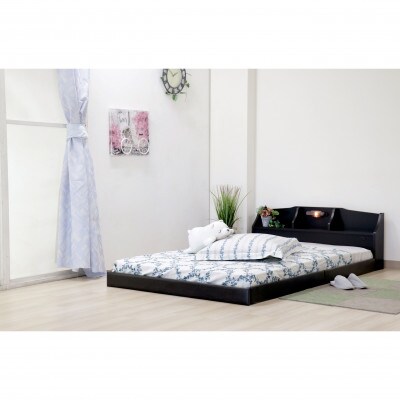 【組立付き】320シングルベッド(ブラック)ボンネルコイルマットレス付(1445)