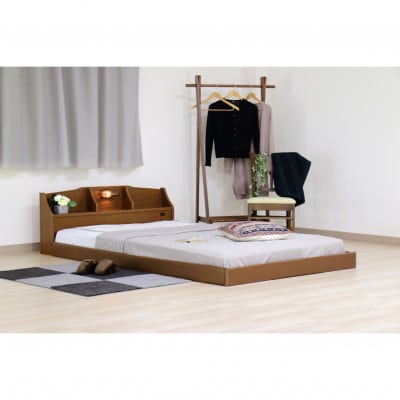 【組立付き】320ダブルベッド(ブラウン)ポケットコイルマットレス付(1464)