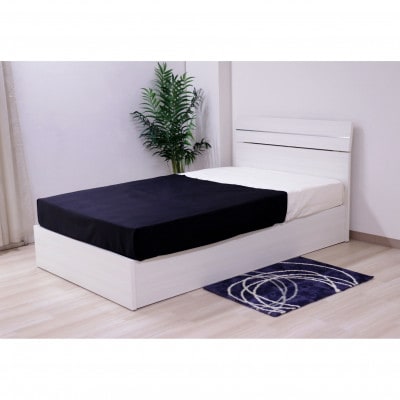 【組立付き】309ダブルベッド(ホワイト)ポケットコイルマットレス付(1541)