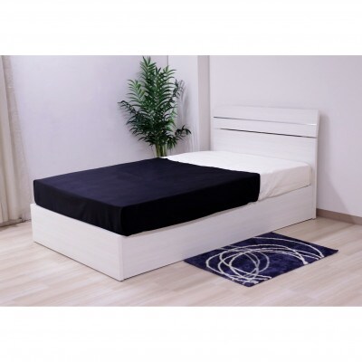 【組立付き】309ダブルベッド(ホワイト)ポケットコイルマットレス付(1541)