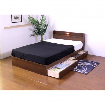 【組立付き】361ダブルベッド(ウォルナット)ポケットコイルマットレス付(1558)