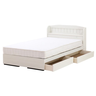 【組立付き】A322セミダブルベッド(ホワイト)ポケットコイルマットレス付(1580)