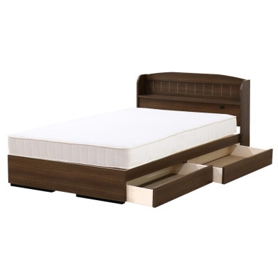 【組立付き】A322セミダブルベッド(ウォルナット)ポケットコイルマットレス付(1581)