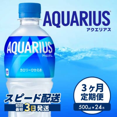 【3ヵ月定期便】アクエリアス 500mlPET　24本 [014-017]