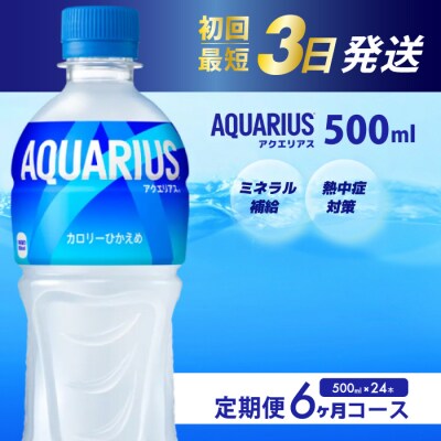 【6ヵ月定期便】アクエリアス 500mlPET　24本 [014-018]