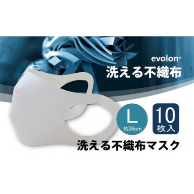 夏用マスク 30回洗って使える エボロンの不織布マスク10枚入り(Lホワイト)[016-138]