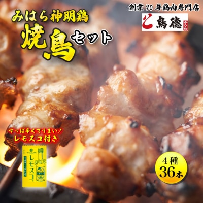 鶏肉専門店の秘伝のタレとレモスコで食べる、「みはら神明鶏」の焼き鳥セット[012-004]