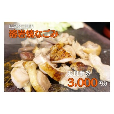 お食事券 溶岩焼き焼鳥なごみ 3,000円分[093-003]