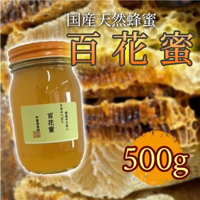 【国産　天然蜂蜜】はちみつ　日本みつばち 百花蜜 500g たれ蜜製法[108-001]