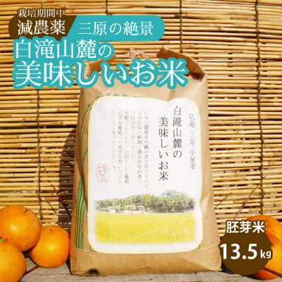 ≪栽培期間中減農薬≫ 三原の絶景白滝山麓の美味しいお米 胚芽米 13.5kg[002-008]