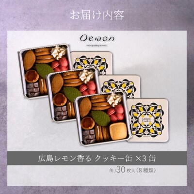 【広島レモン使用】Dewonスイーツ 広島レモンクッキー缶(8種30枚)3缶 [045-006]